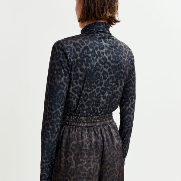 Essentiel Antwerp Brown and black leopard print turtleneck top - Essentiel Antwerp Tops - Colorful Belgian Design - Shop at Coveti