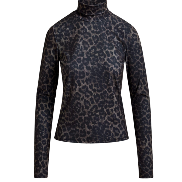 Essentiel Antwerp Brown and black leopard print turtleneck top - Essentiel Antwerp Tops - Colorful Belgian Design - Shop at Coveti