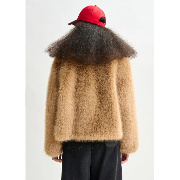 Essentiel Antwerp Brown faux fur jacket, view 4