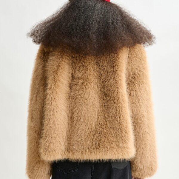 Essentiel Antwerp Brown faux fur jacket - Essentiel Antwerp Jackets - Colorful Belgian Design - Shop at Coveti
