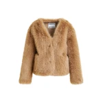 Essentiel Antwerp Brown faux fur jacket - Essentiel Antwerp Jackets - Colorful Belgian Design - Shop at Coveti