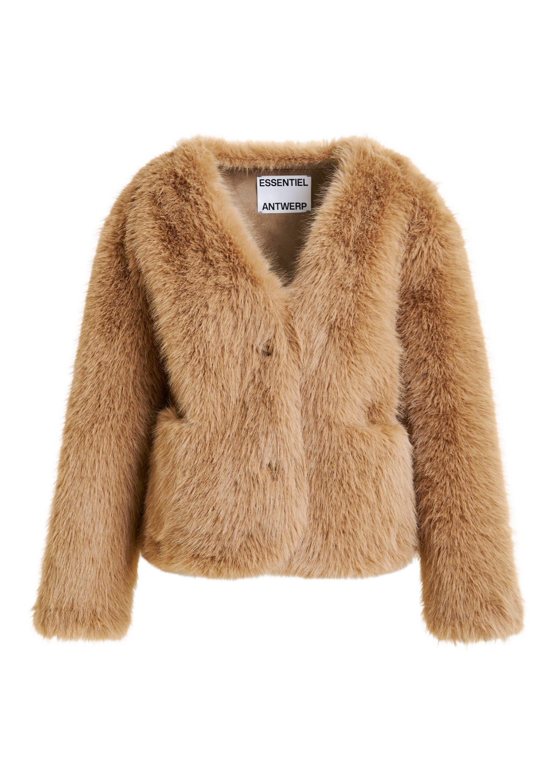 Essentiel Antwerp Brown faux fur jacket