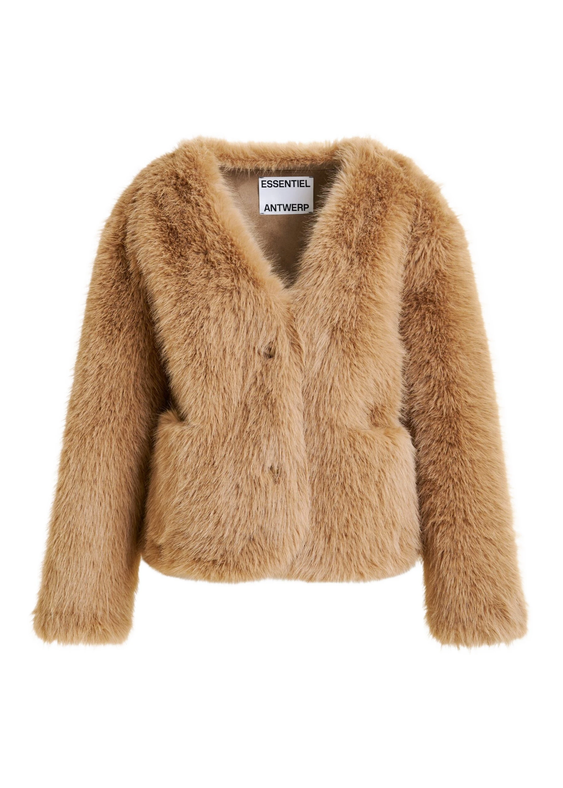 Brown-faux-fur-jacket-Essentiel-Antwerp-Jackets-scaled35248_nobg Essentiel Antwerp Brown faux fur jacket - Essentiel Antwerp Jackets - Colorful Belgian Design - Shop at Coveti