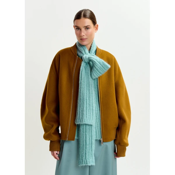 Essentiel Antwerp Brown oversized wool bomber jacket, view 2