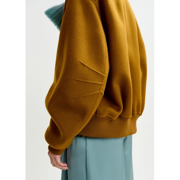Essentiel Antwerp Brown oversized wool bomber jacket, view 4