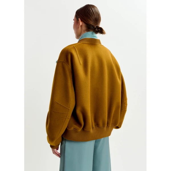 Essentiel Antwerp Brown oversized wool bomber jacket, view 5