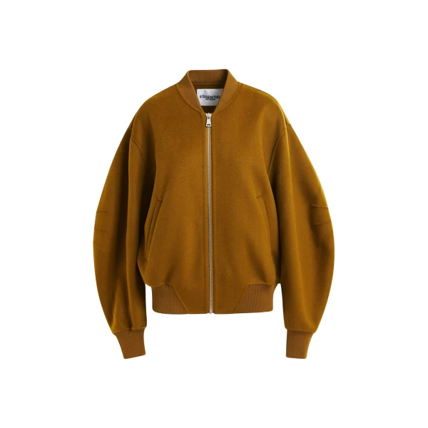Essentiel Antwerp Brown oversized wool bomber jacket - Essentiel Antwerp Jackets - Colorful Belgian Design - Shop at Coveti