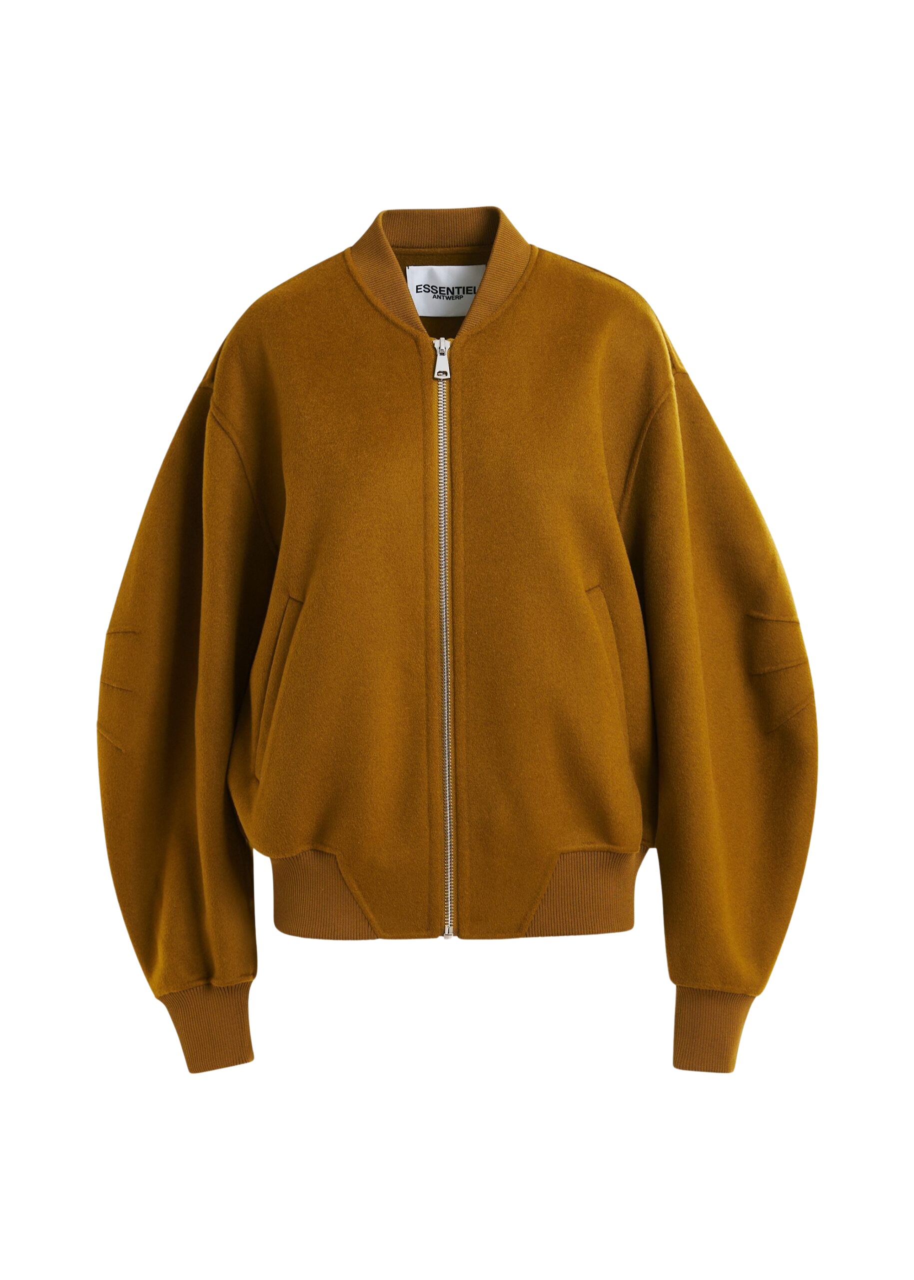 Essentiel Antwerp Brown oversized wool bomber jacket