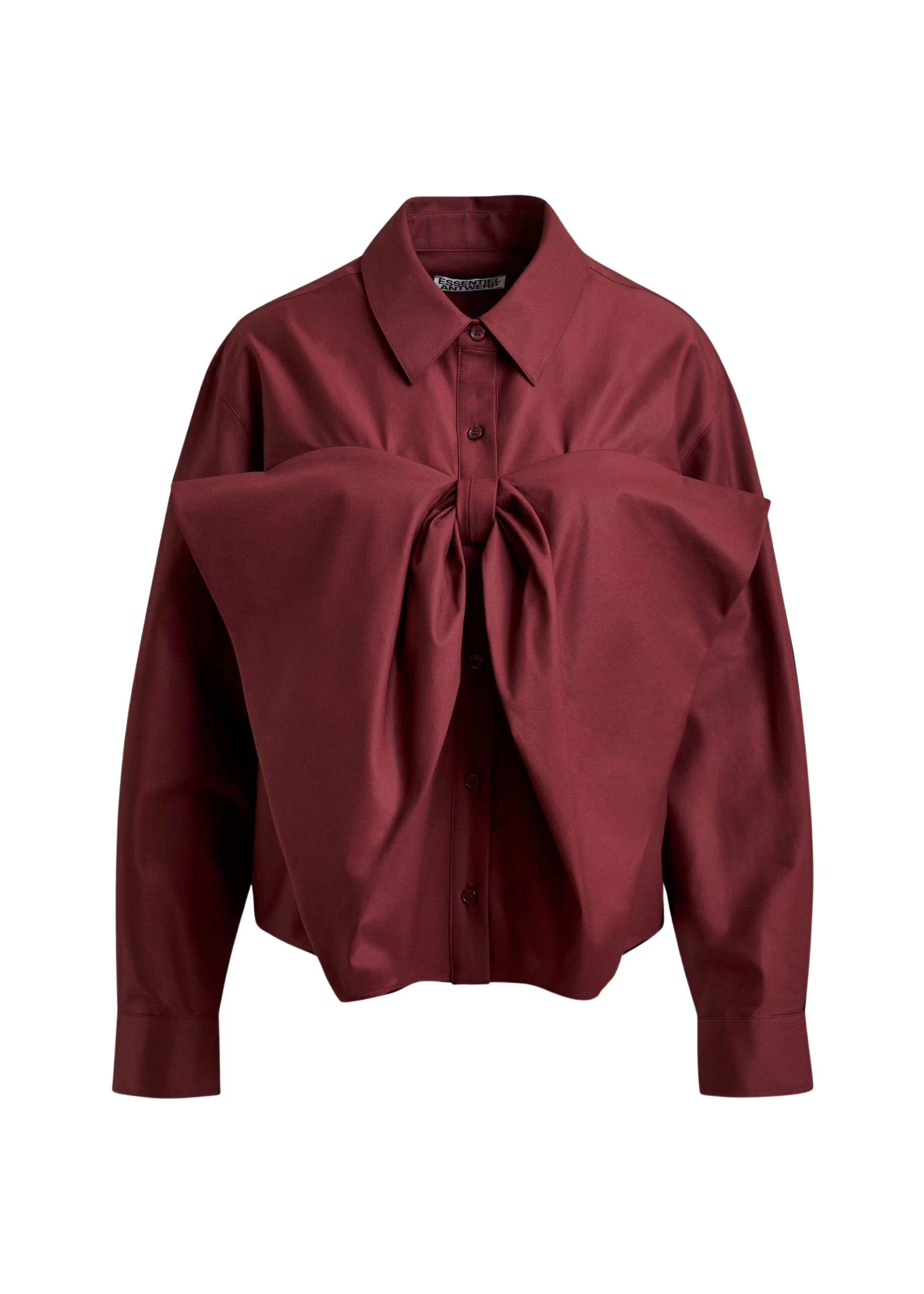 Burgundy-bow-detailed-cotton-blend-shirt-Essentiel-Antwerp-Shirts-scaled90270_nobg Essentiel Antwerp Burgundy bow-detailed cotton-blend shirt - Essentiel Antwerp Shirts - Colorful Belgian Design - Shop at Coveti