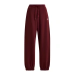 Essentiel Antwerp Burgundy cotton sweatpants with E-shaped embroidery - Essentiel Antwerp Pants - Colorful Belgian Design - Shop at Coveti