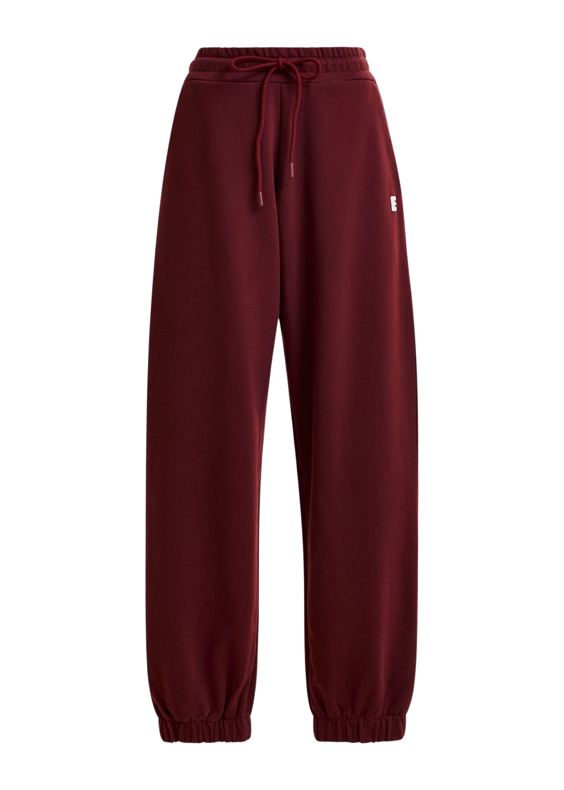 Essentiel Antwerp Burgundy cotton sweatpants with E-shaped embroidery