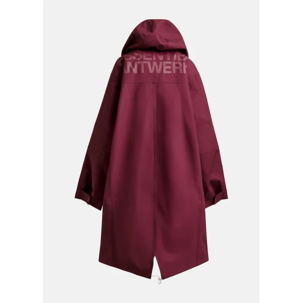 Essentiel Antwerp Burgundy hooded raincoat Coat, view 2