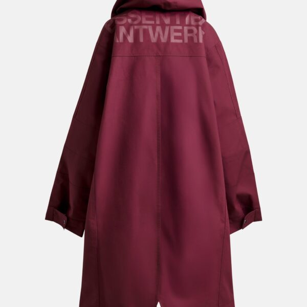Essentiel Antwerp Burgundy hooded raincoat - Essentiel Antwerp Coats - Colorful Belgian Design - Shop at Coveti
