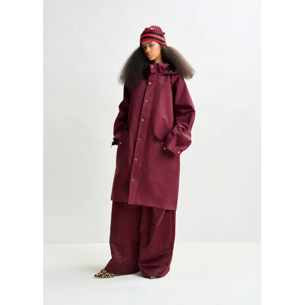 Essentiel Antwerp Burgundy hooded raincoat Coat, view 3