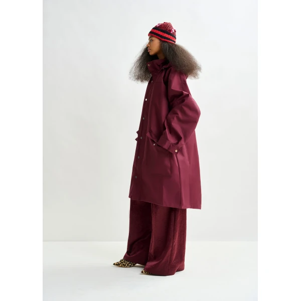 Essentiel Antwerp Burgundy hooded raincoat Coat, view 4