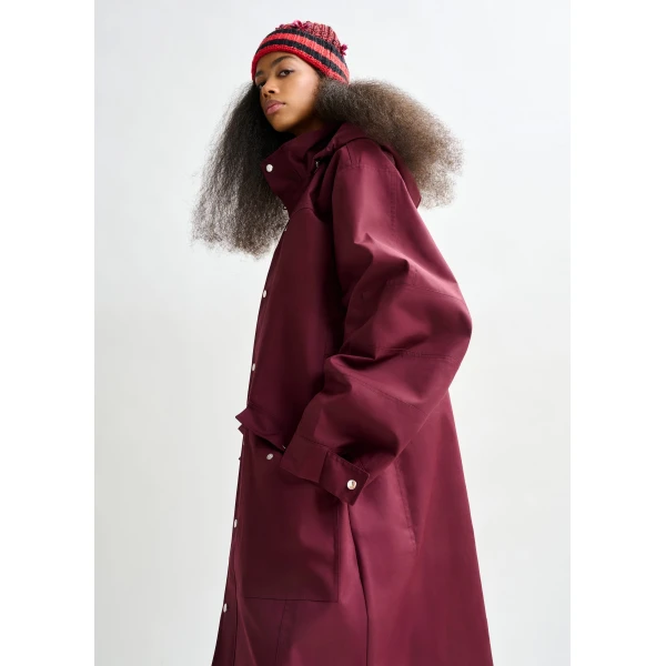 Essentiel Antwerp Burgundy hooded raincoat Coat, view 5