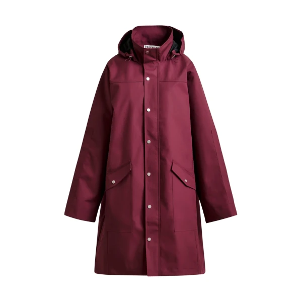 Essentiel Antwerp Burgundy hooded raincoat - Essentiel Antwerp Coats - Colorful Belgian Design - Shop at Coveti