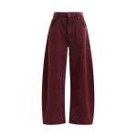 Essentiel Antwerp Burgundy overdyed organic cotton barrel-leg jeans - Essentiel Antwerp Pants - Colorful Belgian Design - Shop at Coveti