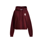 Essentiel Antwerp Burgundy oversized cotton hoodie with "fearless"-print - Essentiel Antwerp Hoodies - Colorful Belgian Design - Shop at Coveti