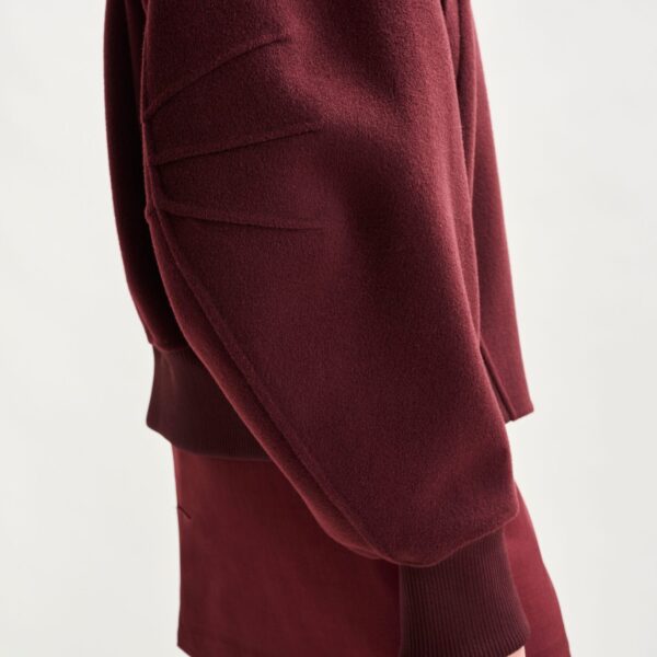 Essentiel Antwerp Burgundy oversized wool bomber jacket - Essentiel Antwerp Jackets - Colorful Belgian Design - Shop at Coveti
