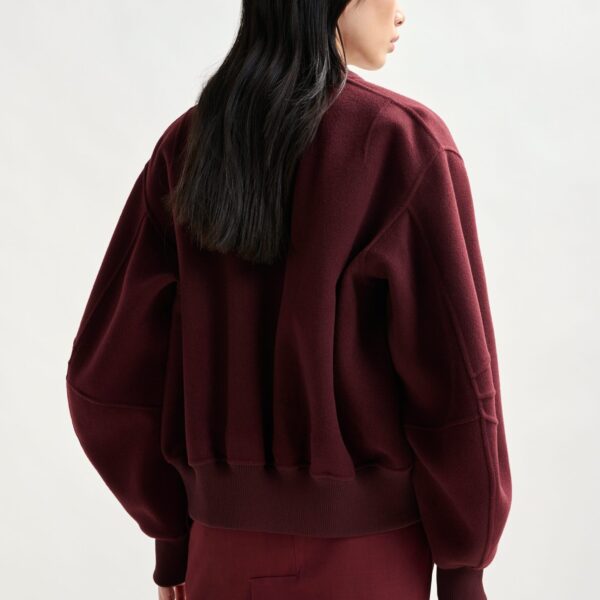 Essentiel Antwerp Burgundy oversized wool bomber jacket - Essentiel Antwerp Jackets - Colorful Belgian Design - Shop at Coveti