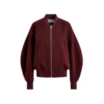Essentiel Antwerp Burgundy oversized wool bomber jacket - Essentiel Antwerp Jackets - Colorful Belgian Design - Shop at Coveti