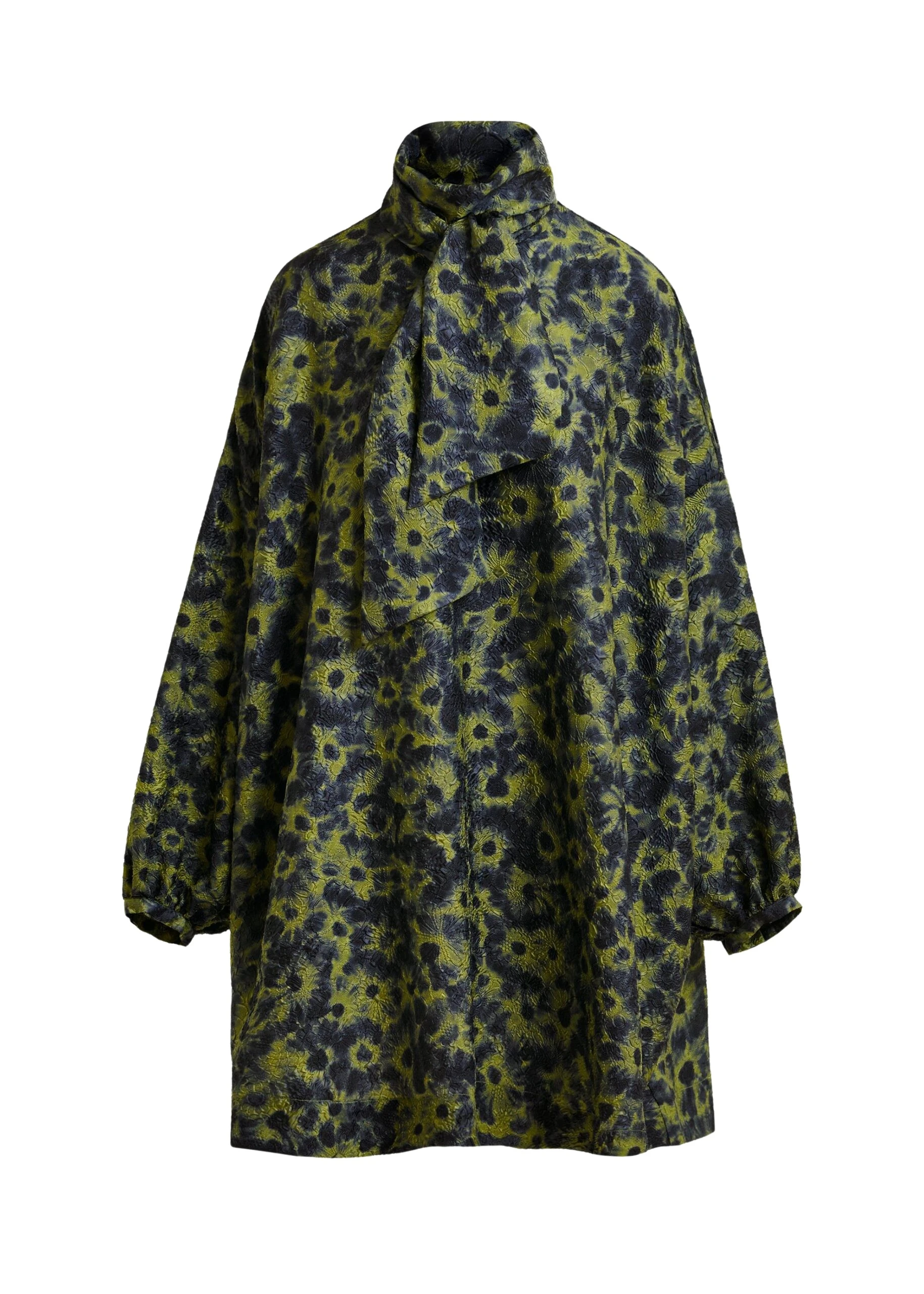 Dark-blue-and-khaki-jacquard-mini-dress-with-pussy-bow-tie-Essentiel-Antwerp-Dresses-scaled49173_nobg Essentiel Antwerp Dark blue and khaki jacquard mini dress with pussy bow tie - Essentiel Antwerp Dresses - Colorful Belgian Design - Shop at Coveti