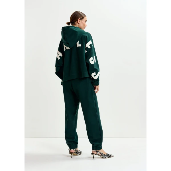 Essentiel Antwerp Dark green cotton sweatpants with E-shaped embroidery, view 5