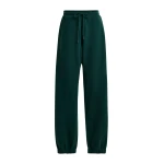 Essentiel Antwerp Dark green cotton sweatpants with E-shaped embroidery - Essentiel Antwerp Pants - Colorful Belgian Design - Shop at Coveti