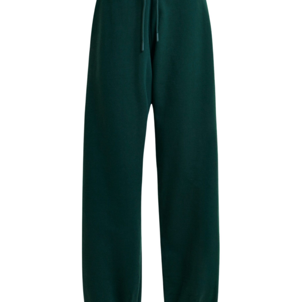 Essentiel Antwerp Dark green cotton sweatpants with E-shaped embroidery - Essentiel Antwerp Pants - Colorful Belgian Design - Shop at Coveti
