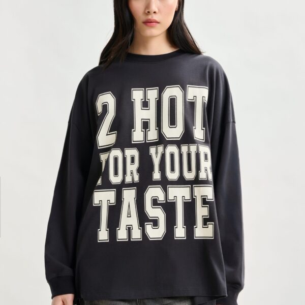 Essentiel Antwerp Dark grey and off-white printed organic cotton long-sleeve T-shirt - Essentiel Antwerp Shirts - Colorful Belgian Design - Shop at Coveti