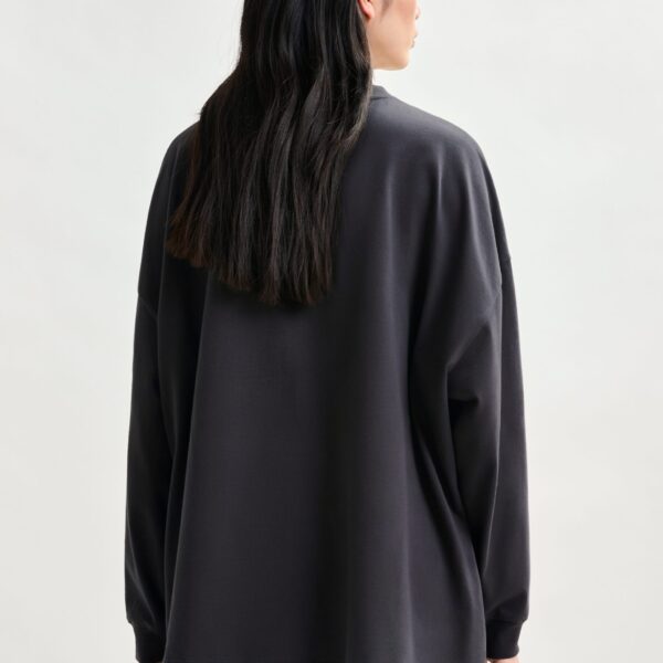 Essentiel Antwerp Dark grey and off-white printed organic cotton long-sleeve T-shirt - Essentiel Antwerp Shirts - Colorful Belgian Design - Shop at Coveti