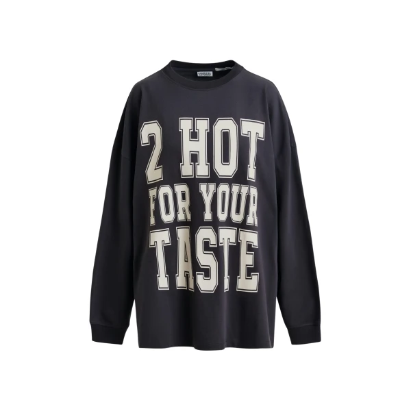 Essentiel Antwerp Dark grey and off-white printed organic cotton long-sleeve T-shirt - Essentiel Antwerp Shirts - Colorful Belgian Design - Shop at Coveti