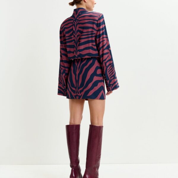 Essentiel Antwerp Dark pink and navy zebra-jacquard mini dress - Essentiel Antwerp Dresses - Colorful Belgian Design - Shop at Coveti