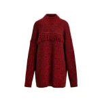 Essentiel Antwerp Dark red and black wool-blend sweater with fringe details - Essentiel Antwerp Knitwear - Colorful Belgian Design - Shop at Coveti