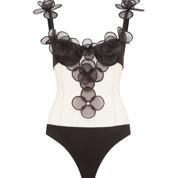 David Koma 3D Flower And Tulle Bodysuit