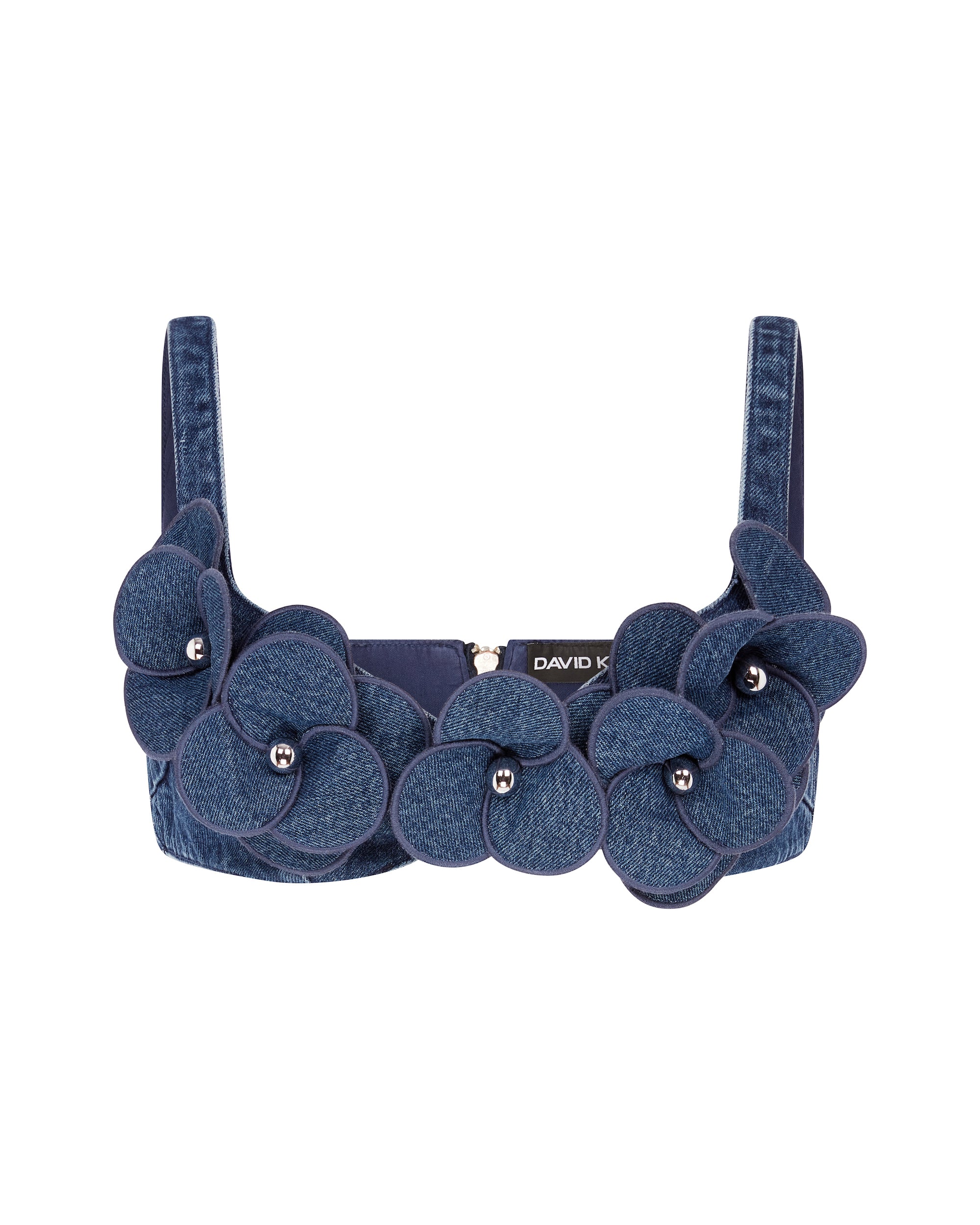 David Koma 3D Flower Denim Bra