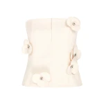 David Koma 3D Flower Denim Corset Top In Ecru