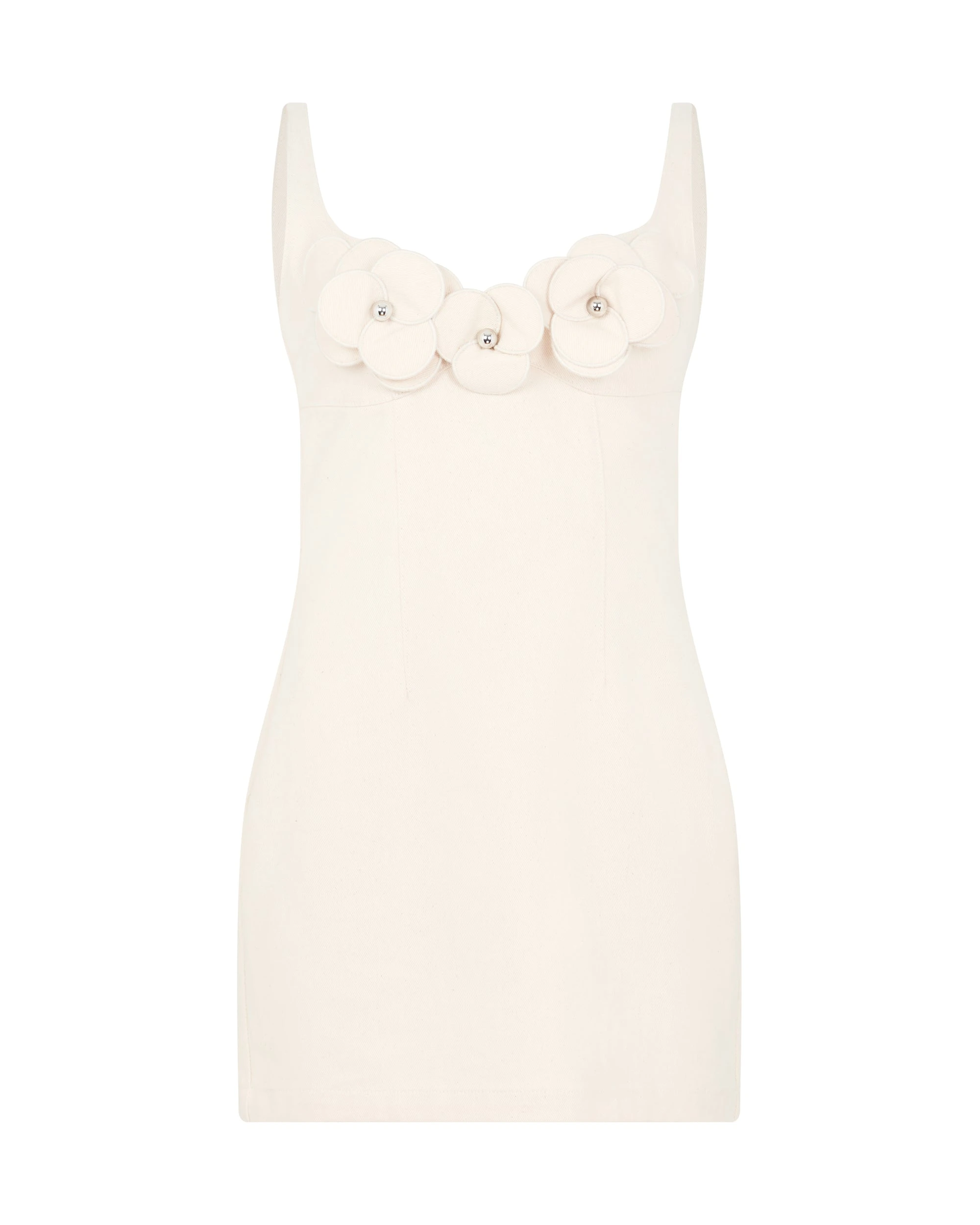 David Koma 3D Flower Denim Mini Dress David Koma 3D Flower Denim Mini Dress