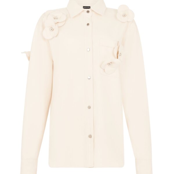 David Koma 3D Flower Denim Shirt