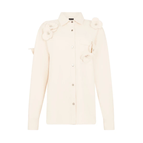 David Koma 3D Flower Denim Shirt