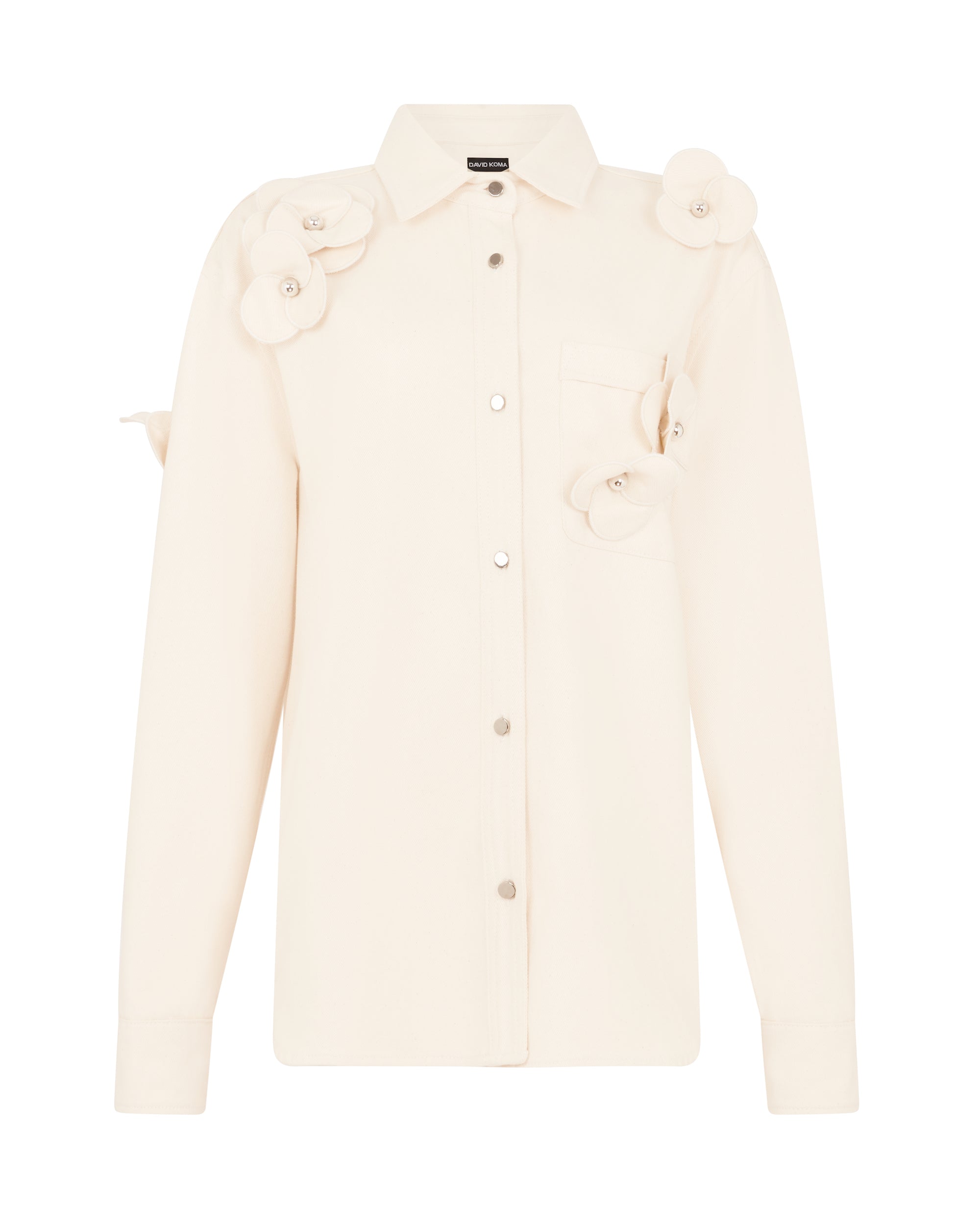 David Koma 3D Flower Denim Shirt
