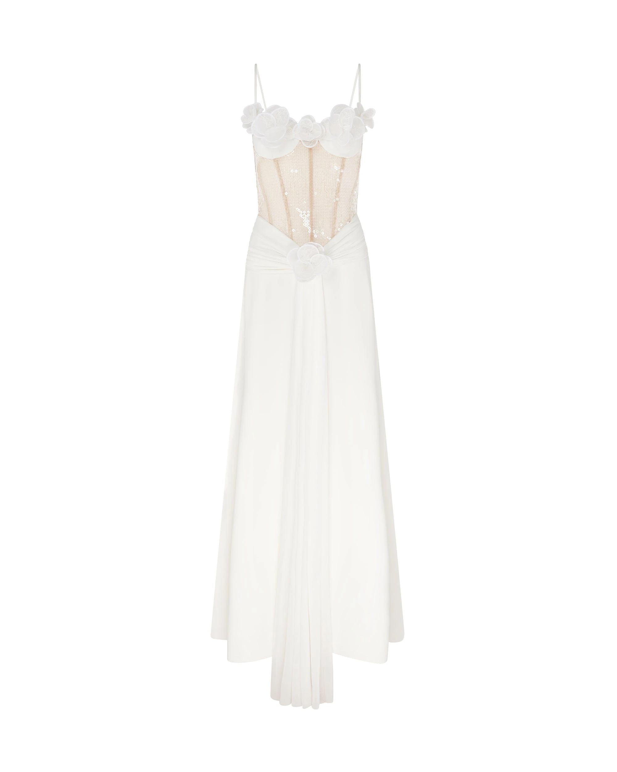 David Koma 3D Lace Flower And Corset Gown