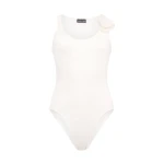 David Koma 3D Lace Flower Jersey Bodysuit In White