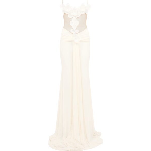 David Koma 3D Lace Flower Mesh Gown