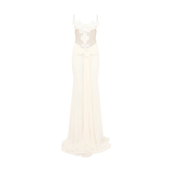 David Koma 3D Lace Flower Mesh Gown