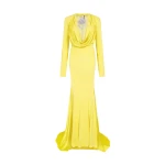 David Koma Crystal Rose Detail Gown In Yellow
