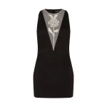 David Koma Crystal Rose Satin Mini Dress