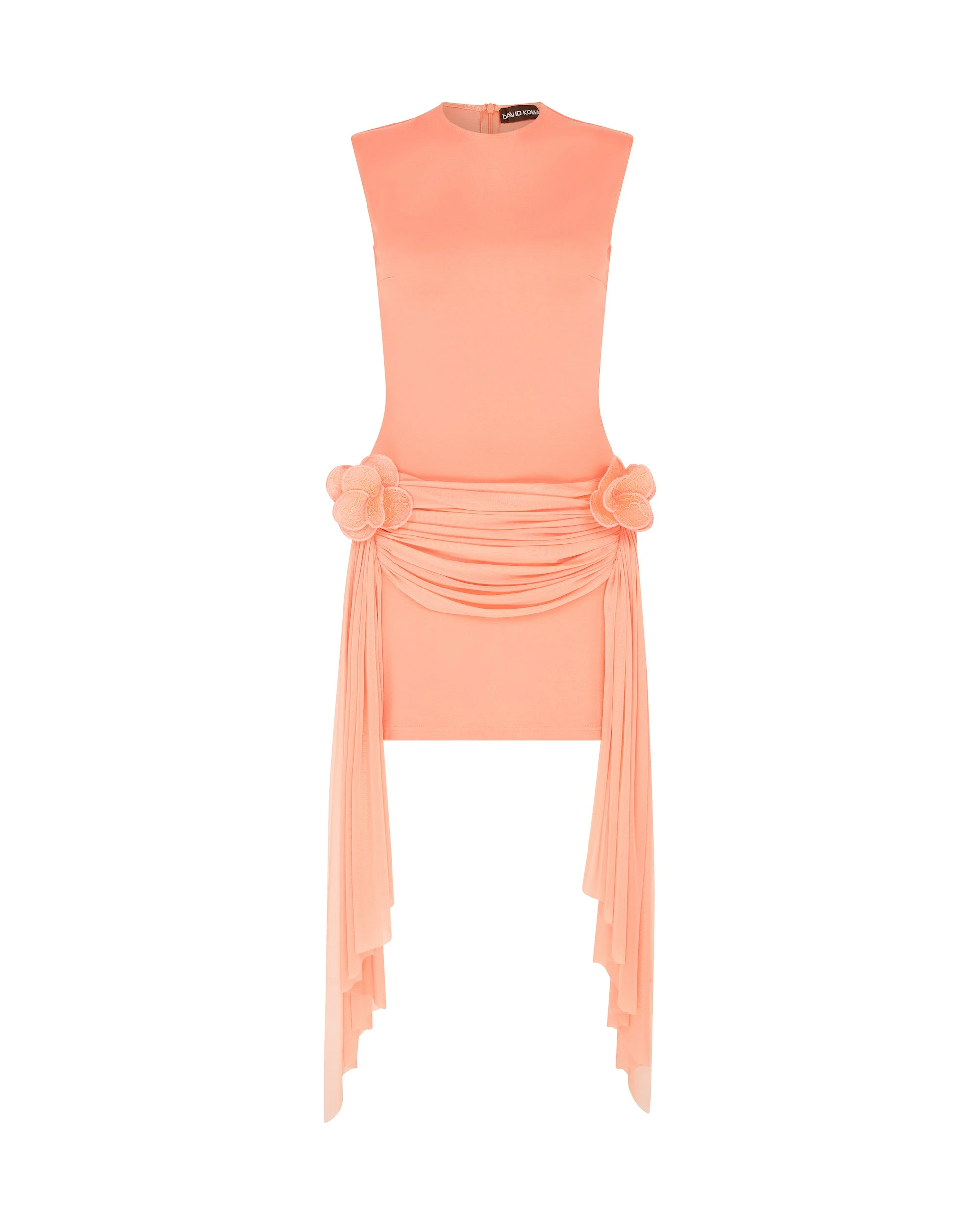 David Koma Drape Overlay Sleeveless Mini Dress David Koma Drape Overlay Sleeveless Mini Dress