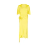 David Koma Draped Sleeve Jersey Midi Dress In Yellow